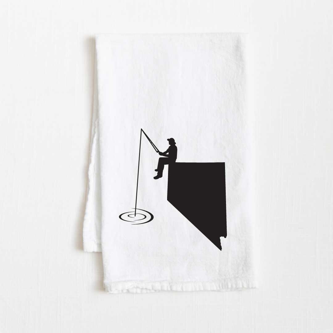 Nevada Fishing State Flour Sack Kitchen Towel - 36” x 32”
