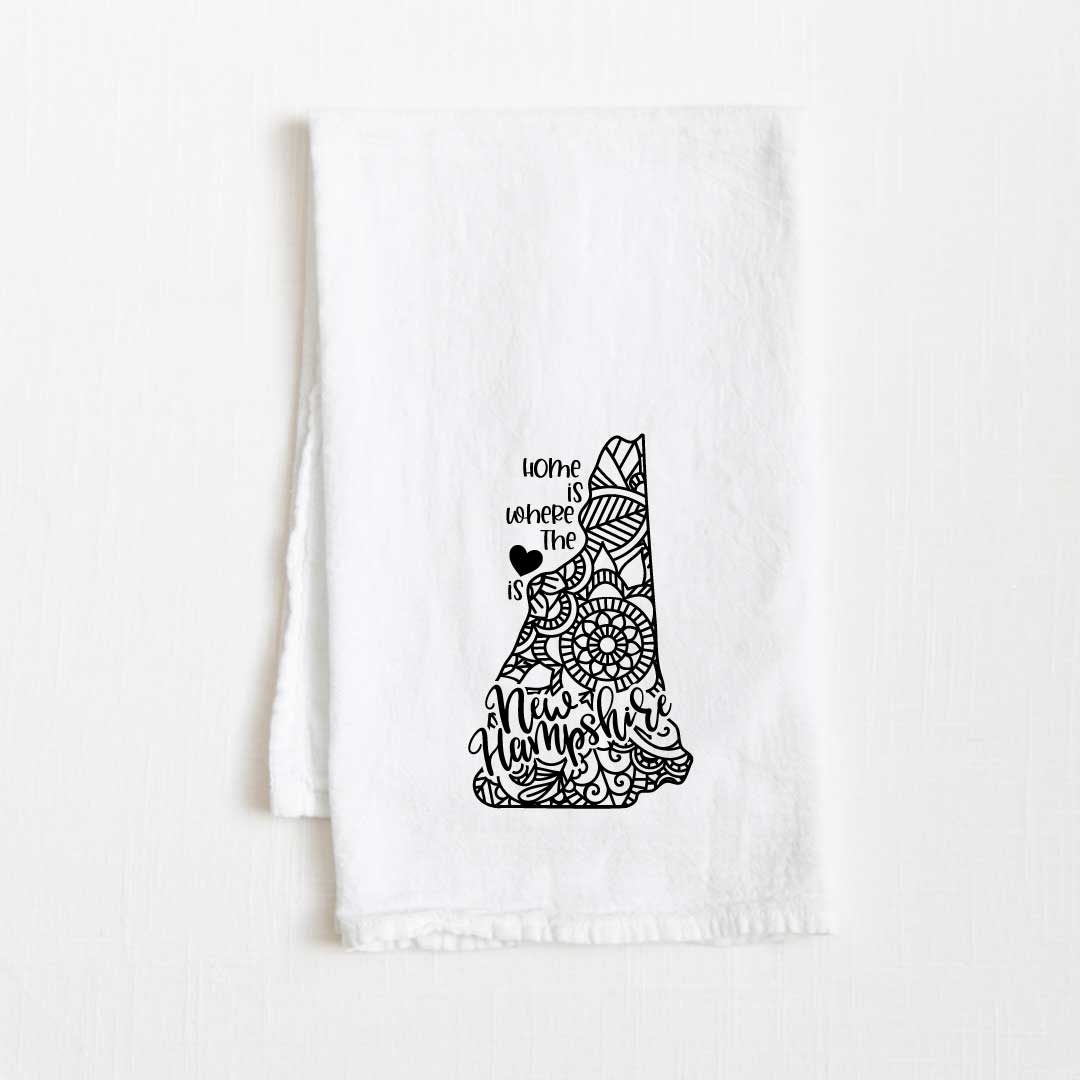 New Hampshire - Home Is Where the Heart Is Flour Sack Kitchen Towel - 36” x 32”