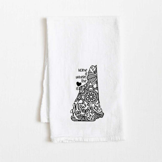 New Hampshire - Home Is Where the Heart Is Flour Sack Kitchen Towel - 36” x 32”