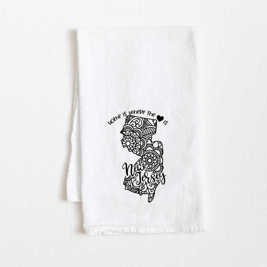 New Jersey - Home Is Where the Heart Is Flour Sack Kitchen Towel - 36” x 32”