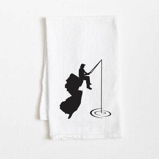 New Jersey Fishing State Flour Sack Kitchen Towel - 36” x 32”