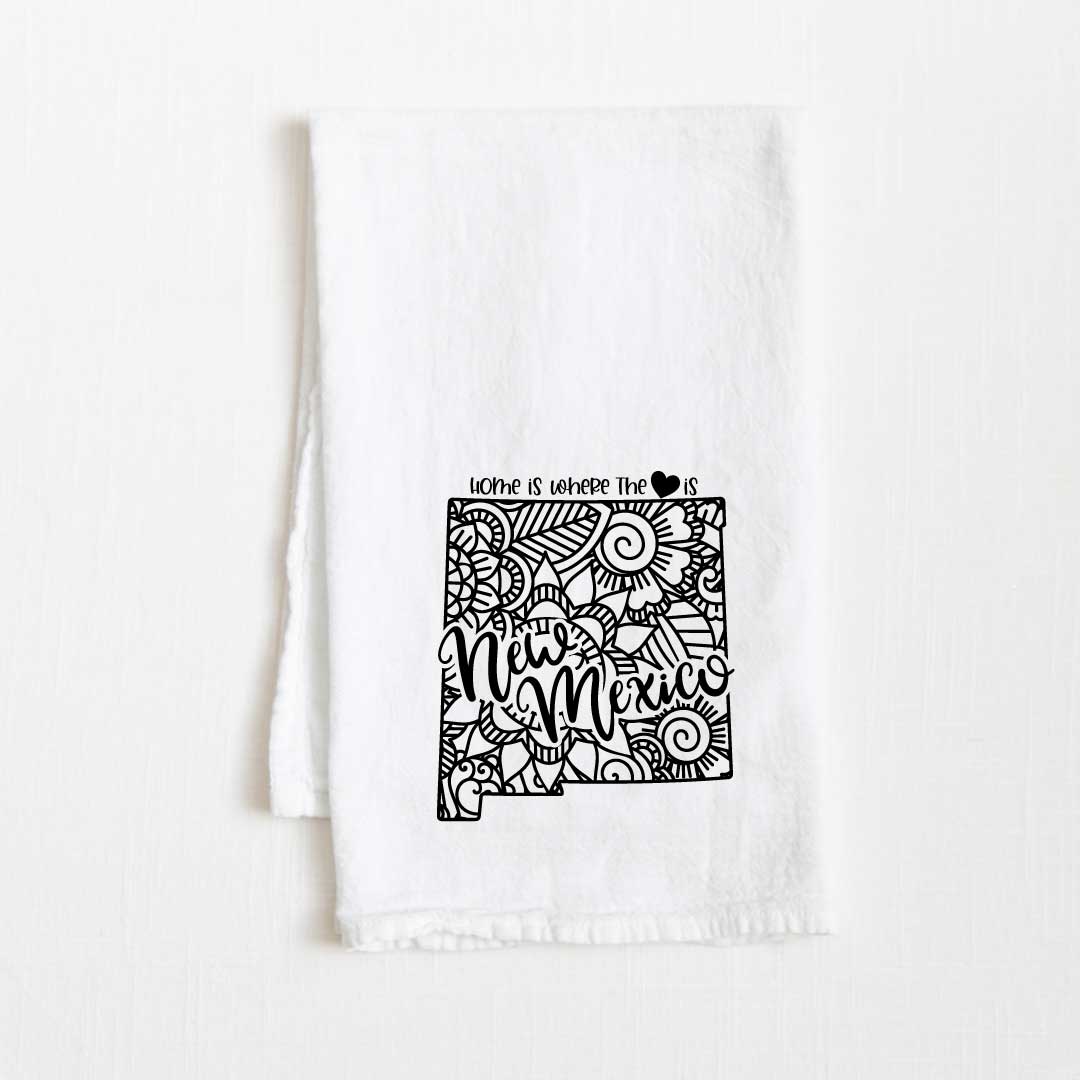New Mexico - Home Is Where the Heart Is Flour Sack Kitchen Towel - 36” x 32”