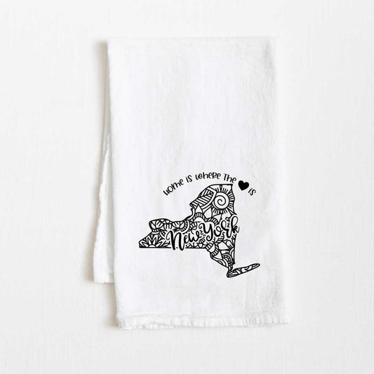 New York - Home Is Where the Heart Is Flour Sack Kitchen Towel - 36” x 32”