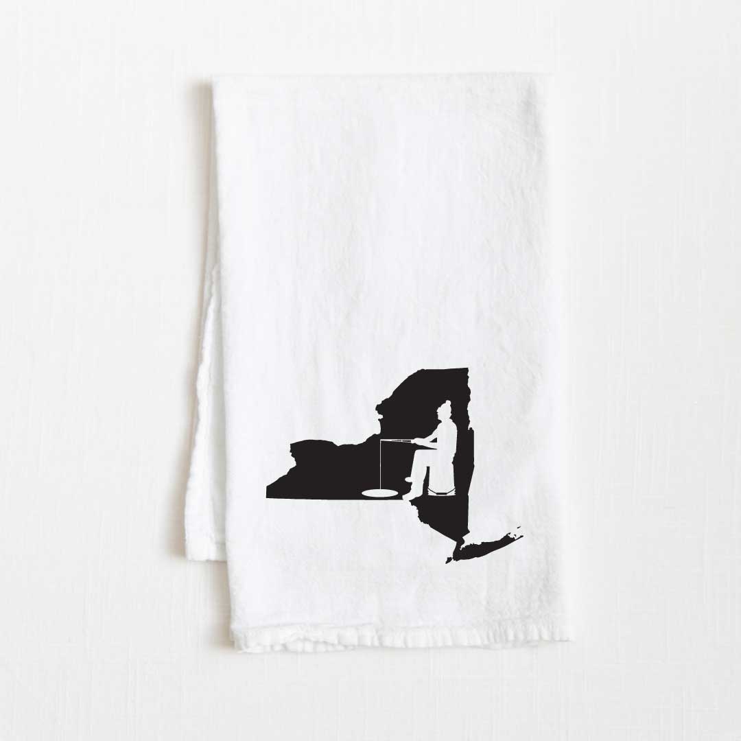 New York Ice Fishing State Flour Sack Kitchen Towel - 36” x 32”