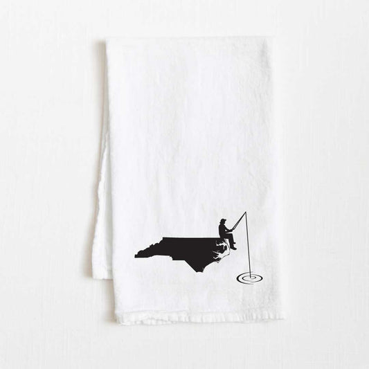 North Carolina Fishing State Flour Sack Kitchen Towel - 36” x 32”