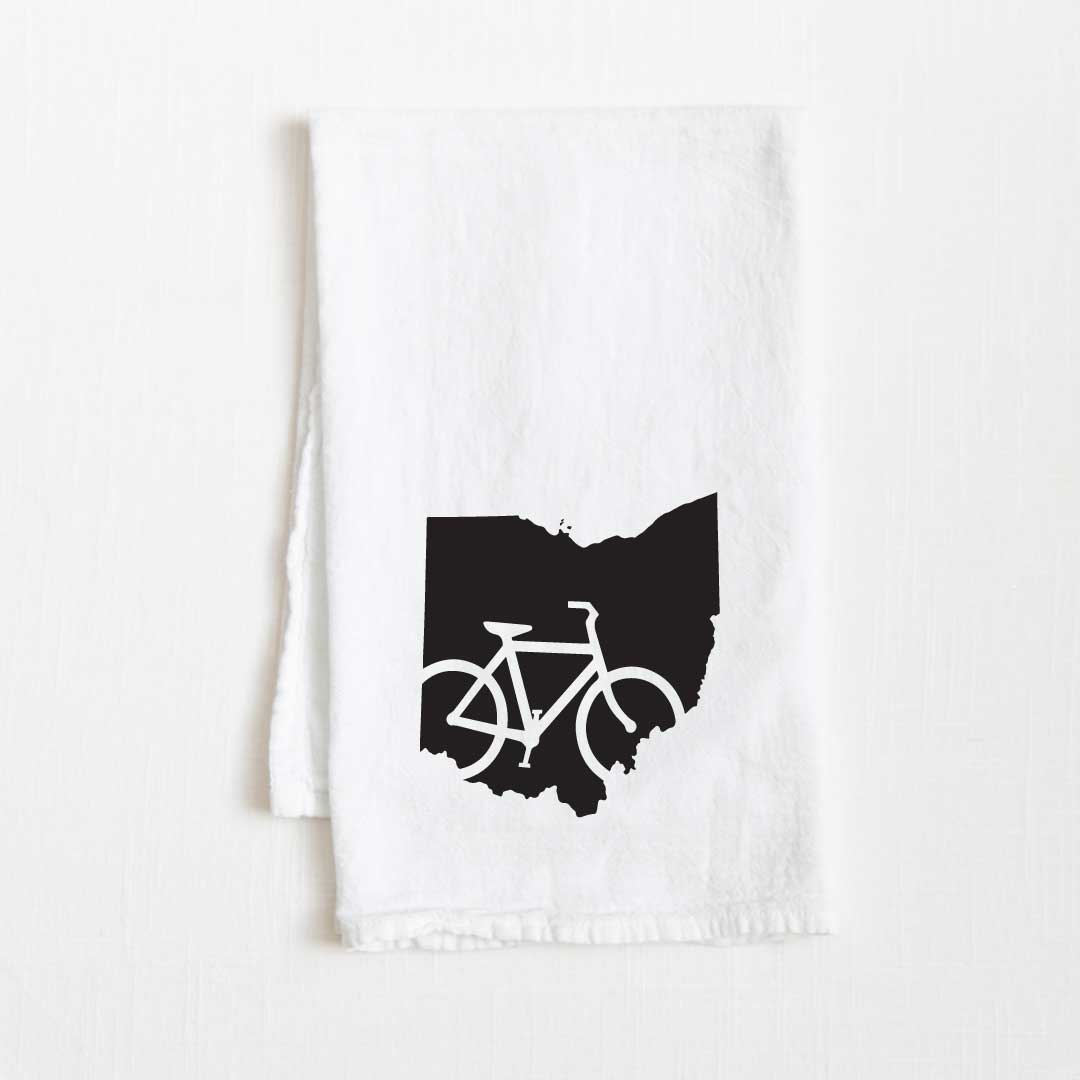 Ohio Bike State Flour Sack Kitchen Towel - 36” x 32”