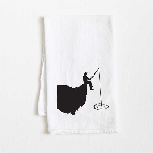 Ohio Fishing State Flour Sack Kitchen Towel - 36” x 32”