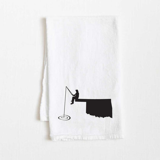 Oklahoma Fishing State Flour Sack Kitchen Towel - 36” x 32”