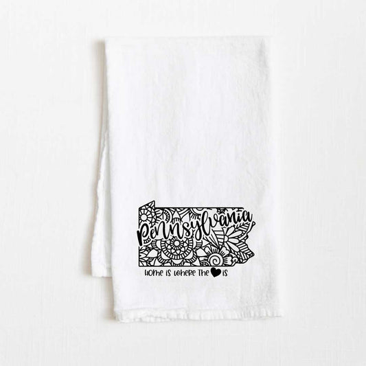 Pennsylvania - Home Is Where the Heart Is Flour Sack Kitchen Towel - 36” x 32”