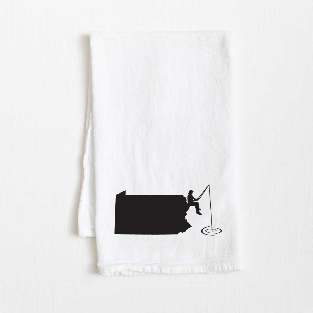 Pennsylvania Fishing State Flour Sack Kitchen Towel - 36” x 32”