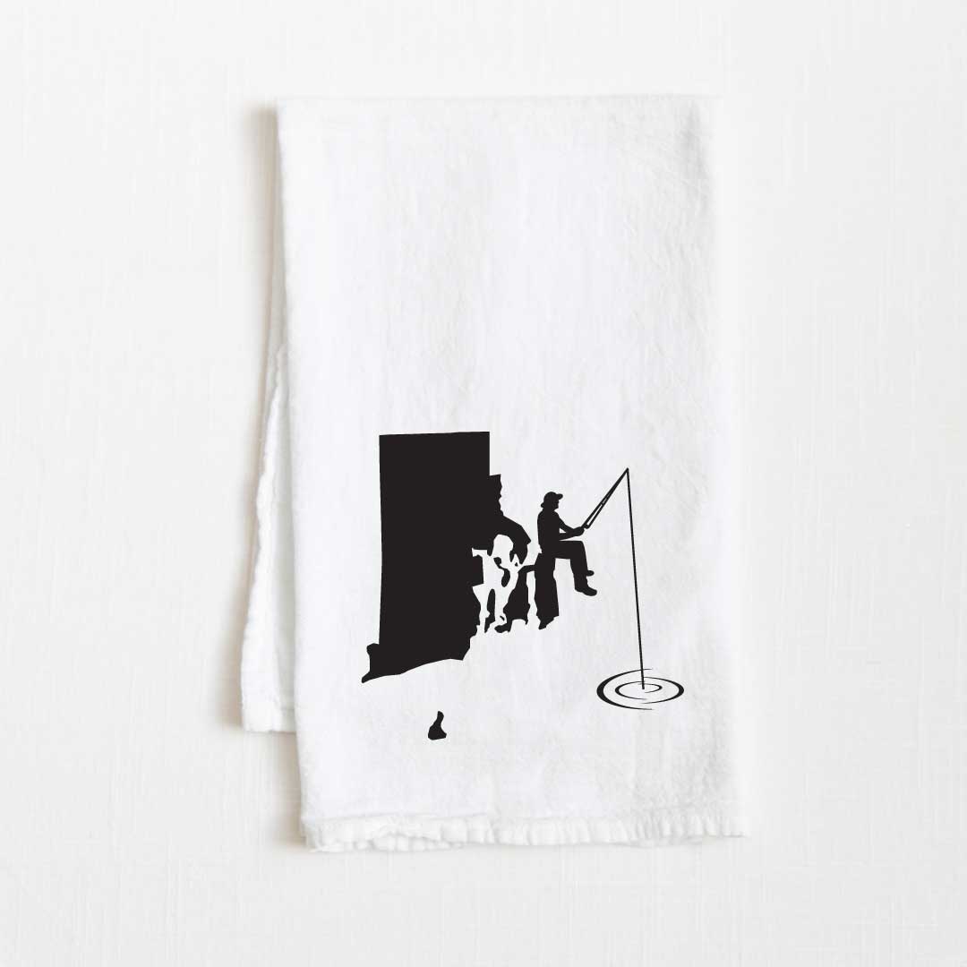 Rhode Island Fishing State Flour Sack Kitchen Towel - 36” x 32”
