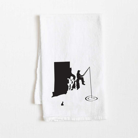 Rhode Island Fishing State Flour Sack Kitchen Towel - 36” x 32”