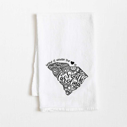 South Carolina - Home Is Where the Heart Is Flour Sack Kitchen Towel - 36” x 32”