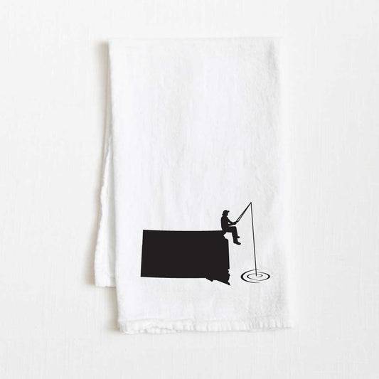 South Dakota Fishing State Flour Sack Kitchen Towel - 36” x 32”
