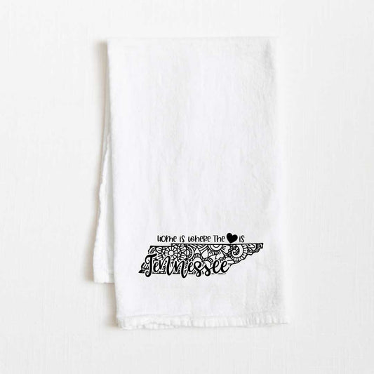 Tennessee - Home Is Where the Heart Is Flour Sack Kitchen Towel - 36” x 32”