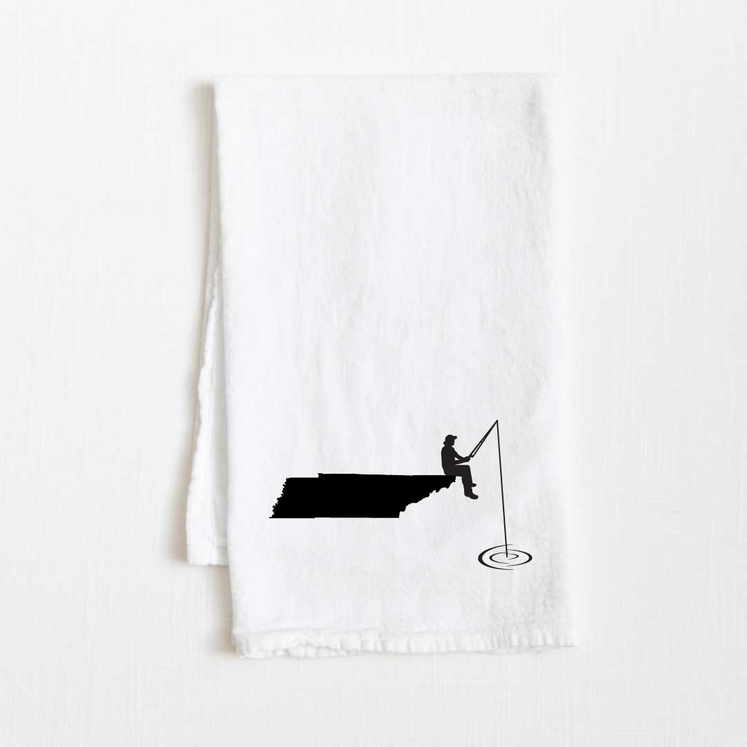 Tennessee Fishing State Flour Sack Kitchen Towel - 36” x 32”