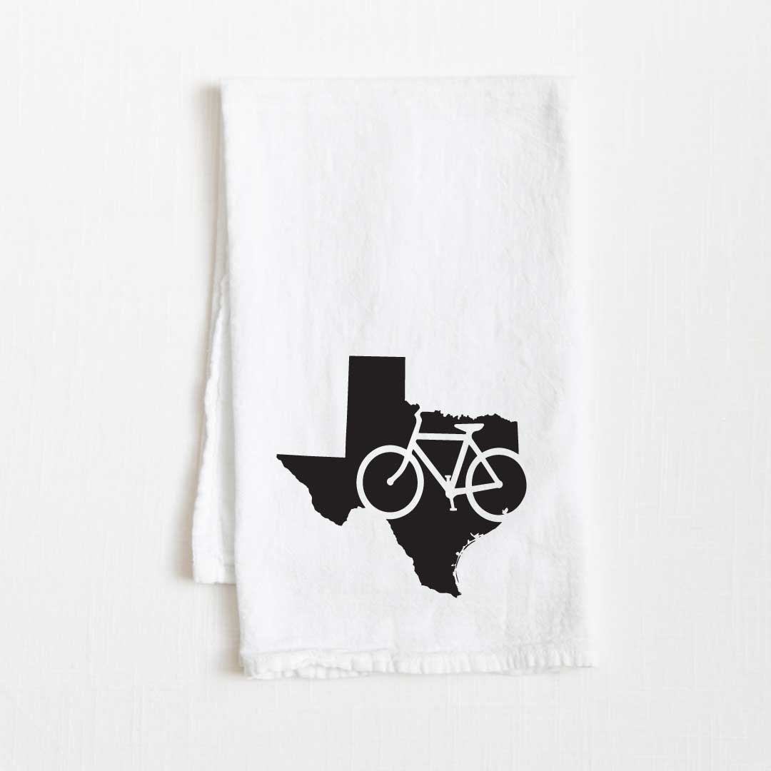 Texas Bike State Flour Sack Kitchen Towel - 36” x 32”