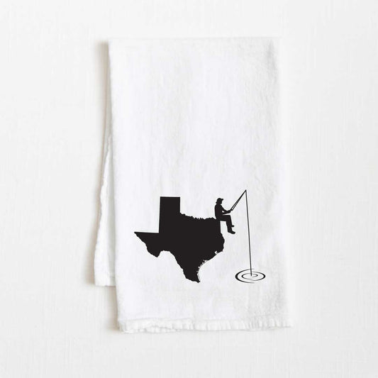 Texas Fishing State Flour Sack Kitchen Towel - 36” x 32”