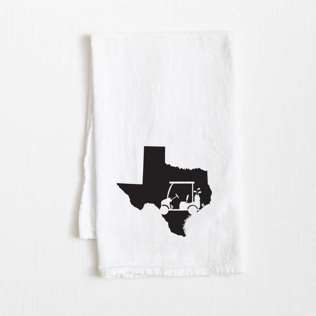 Texas Golf Cart State Flour Sack Kitchen Towel - 36” x 32”