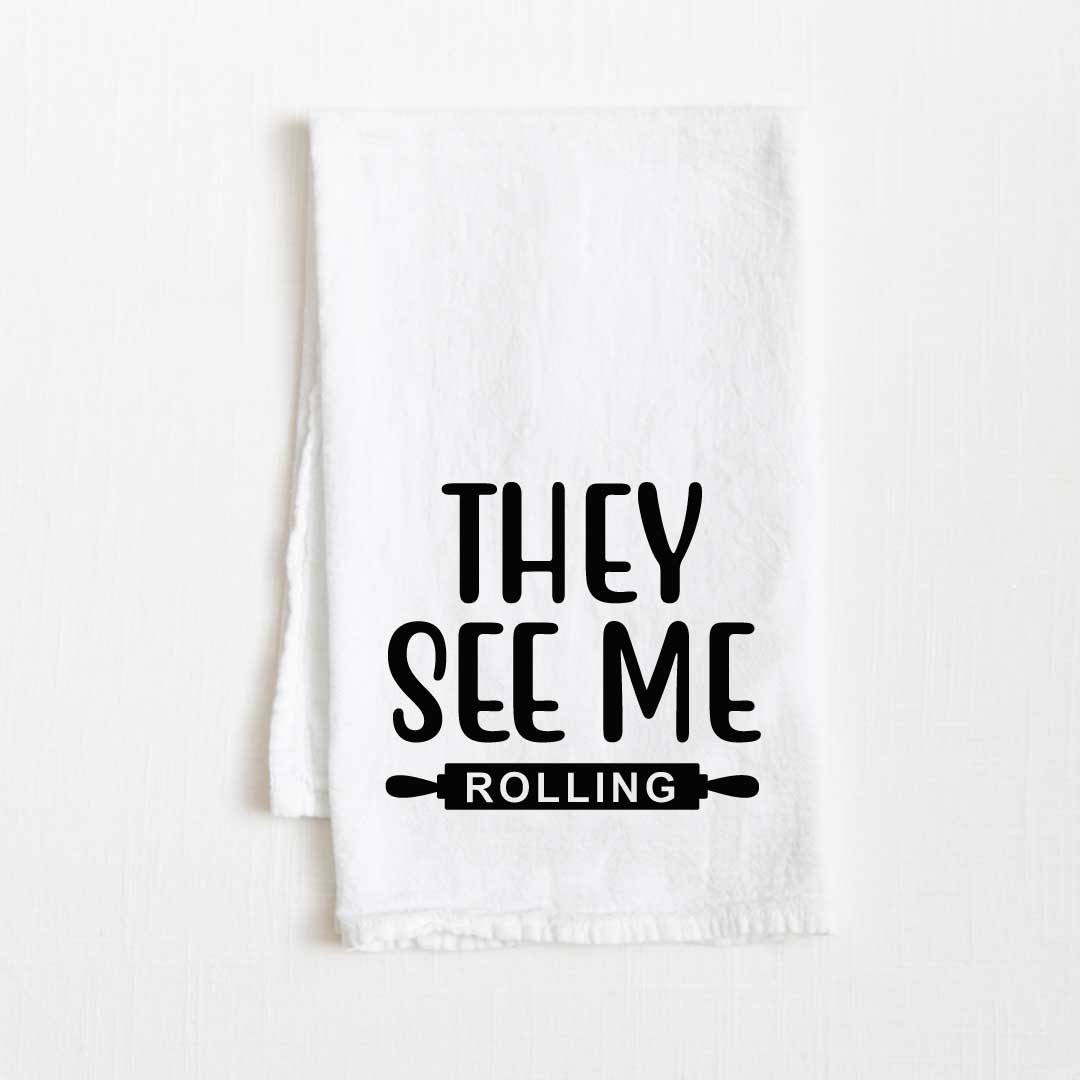They See Me Rolling Flour Sack Kitchen Towel - 36" x 32"