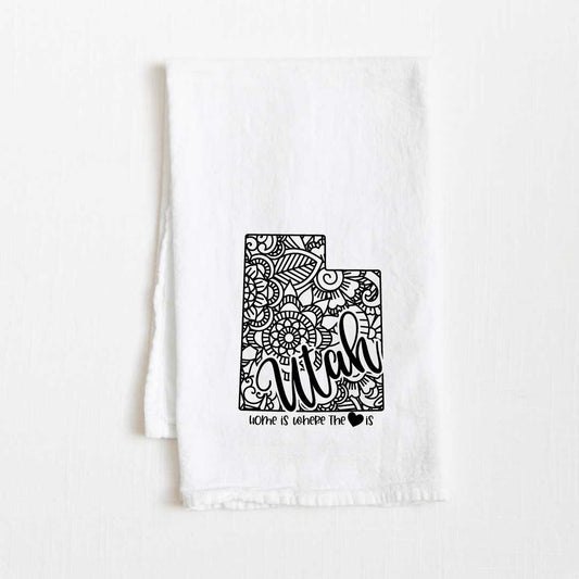 Utah - Home Is Where the Heart Is Flour Sack Kitchen Towel - 36” x 32”
