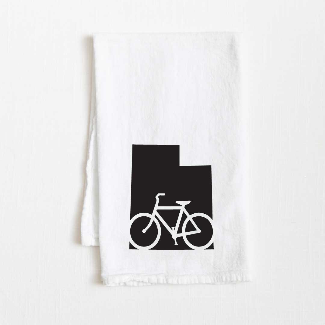 Utah Bike State Flour Sack Kitchen Towel - 36” x 32”