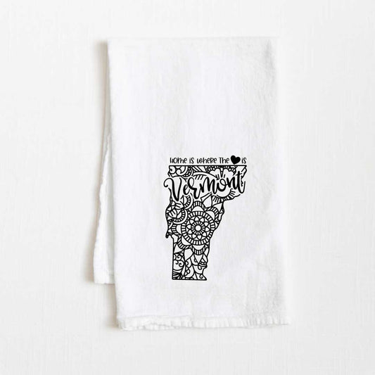 Vermont - Home Is Where the Heart Is Flour Sack Kitchen Towel - 36” x 32”