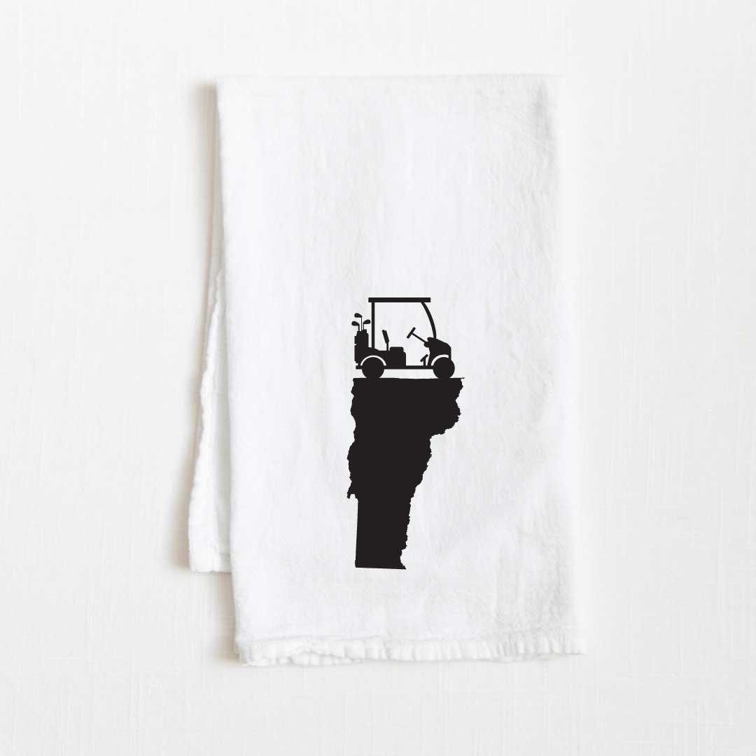Vermont Golf Cart State Flour Sack Kitchen Towel - 36” x 32”