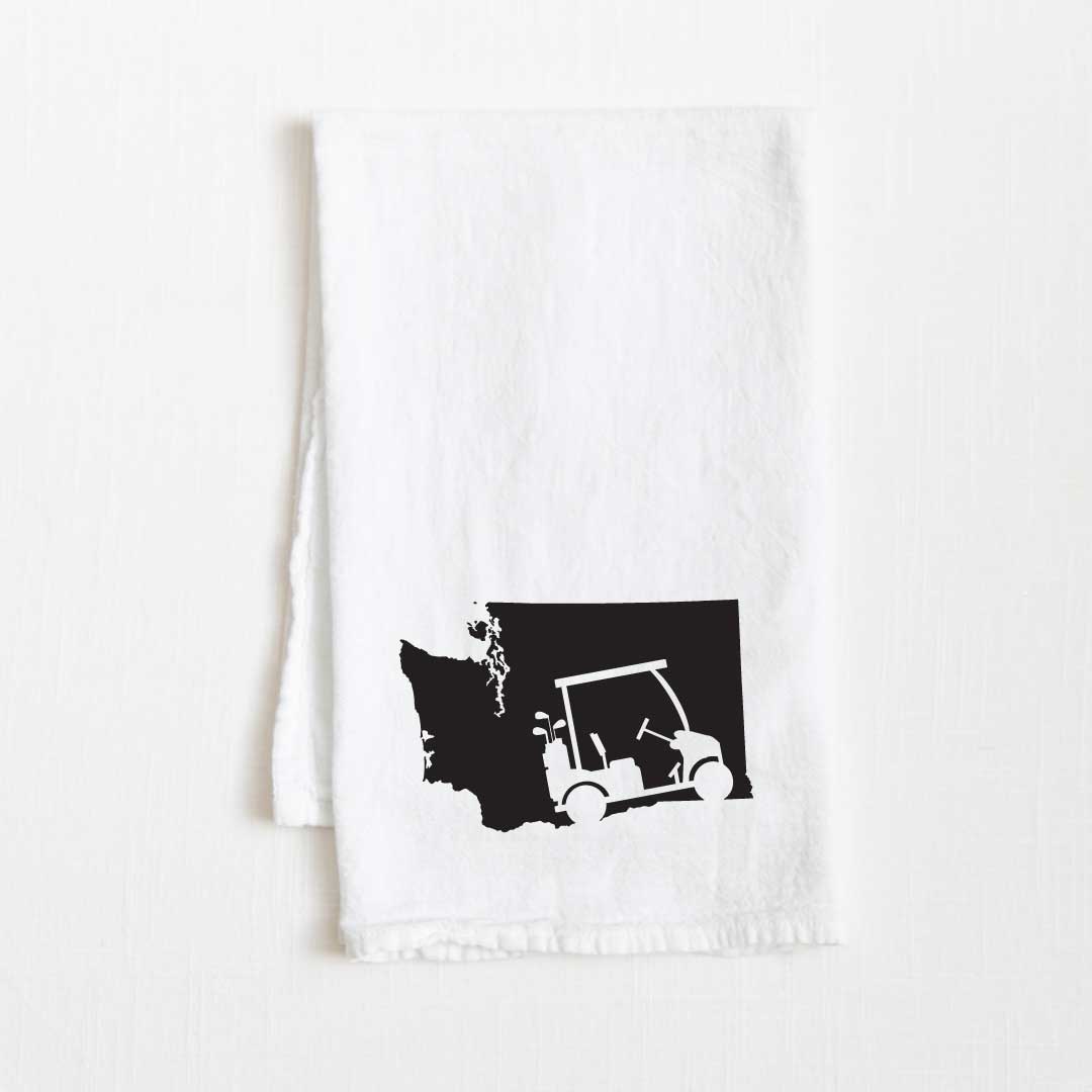 Washington Golf Cart State Flour Sack Kitchen Towel - 36” x 32”