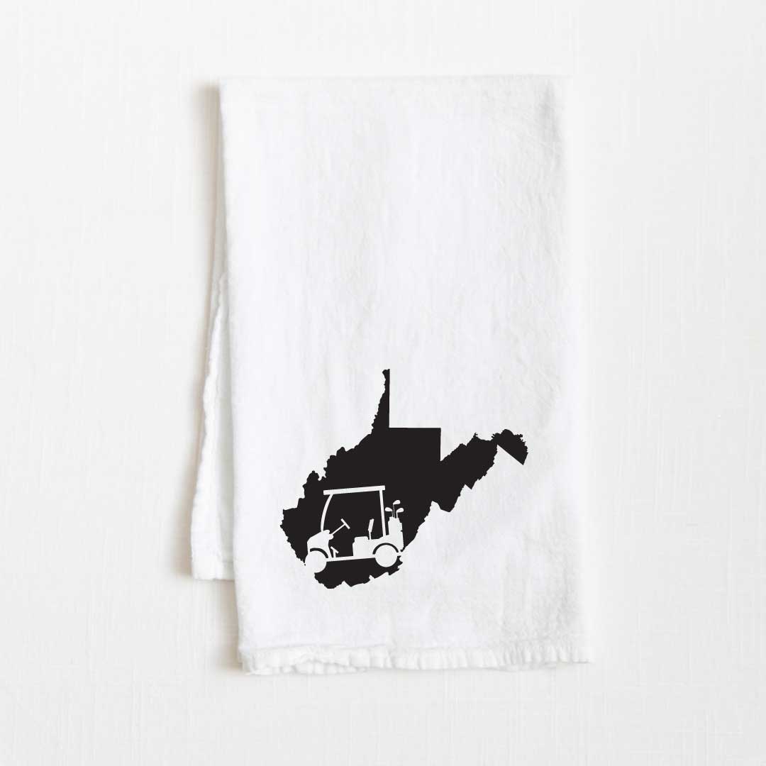 West Virginia Golf Cart State Flour Sack Kitchen Towel - 36” x 32”