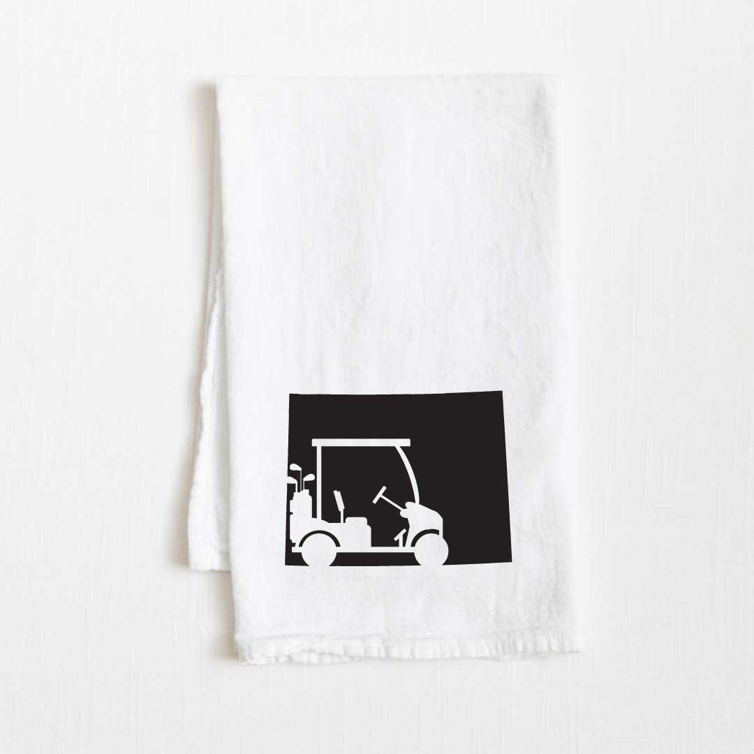 Wyoming Golf Cart State Flour Sack Kitchen Towel - 36” x 32”