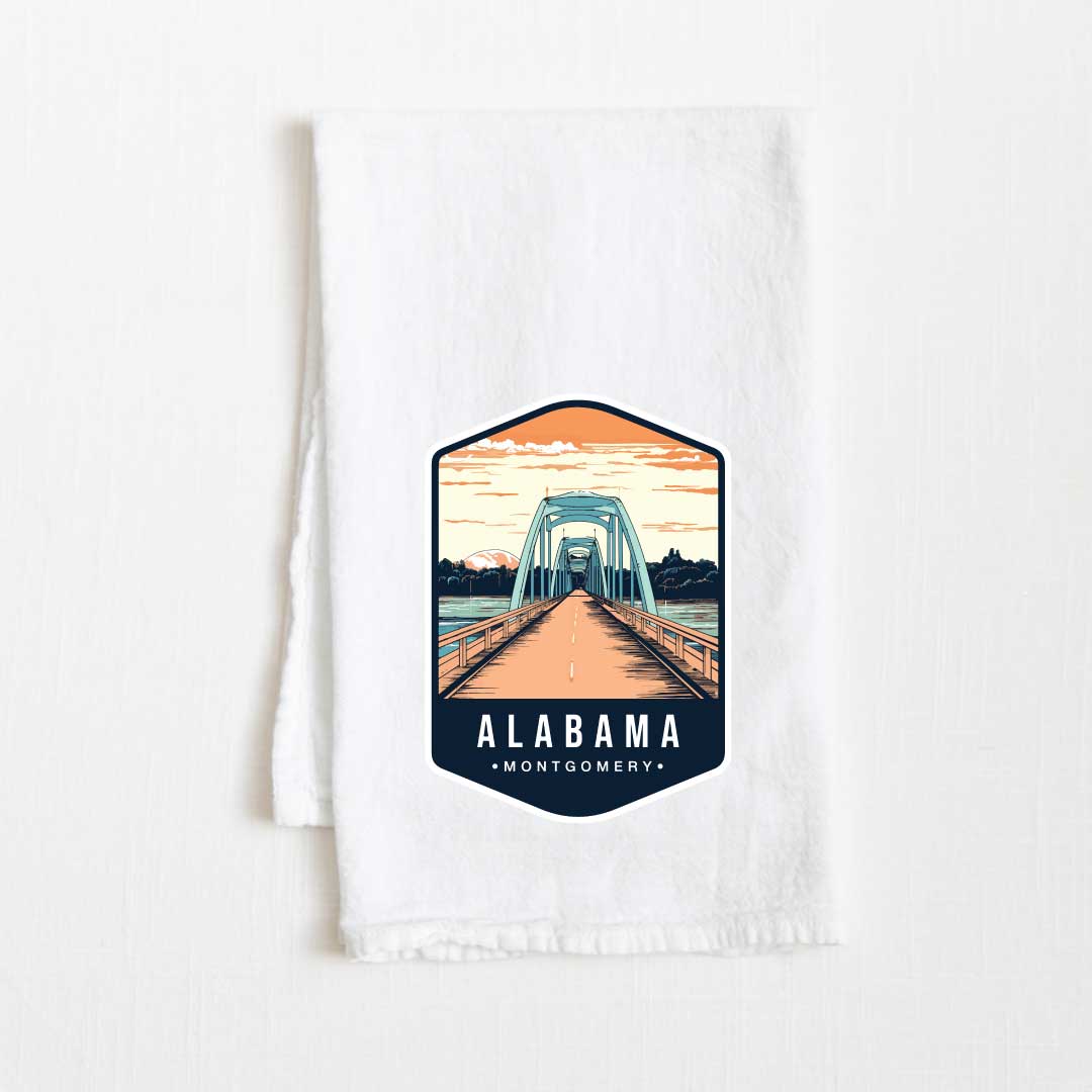 Alabama Vintage Illustrated State Flour Sack Kitchen Towel - 36” x 32”