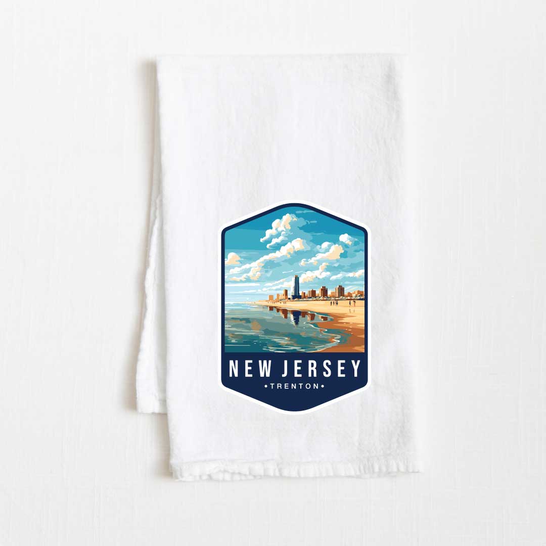 New Jersey Vintage Illustrated State Flour Sack Kitchen Towel - 36” x 32”