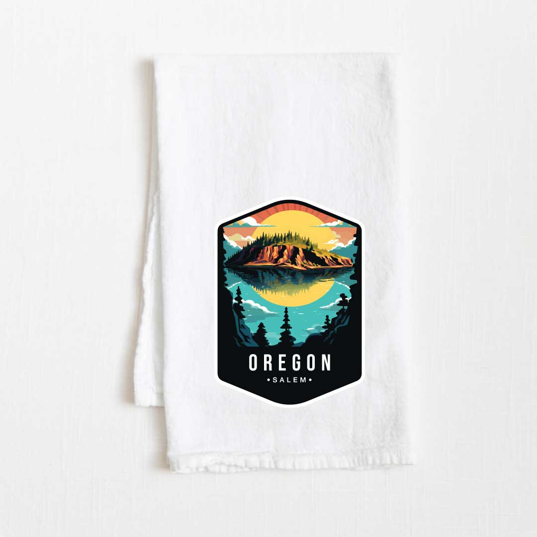 Oregon Vintage Illustrated State Flour Sack Kitchen Towel - 36” x 32”