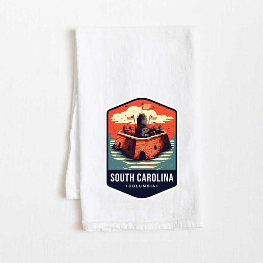 South Carolina Vintage Illustrated State Flour Sack Kitchen Towel - 36” x 32”