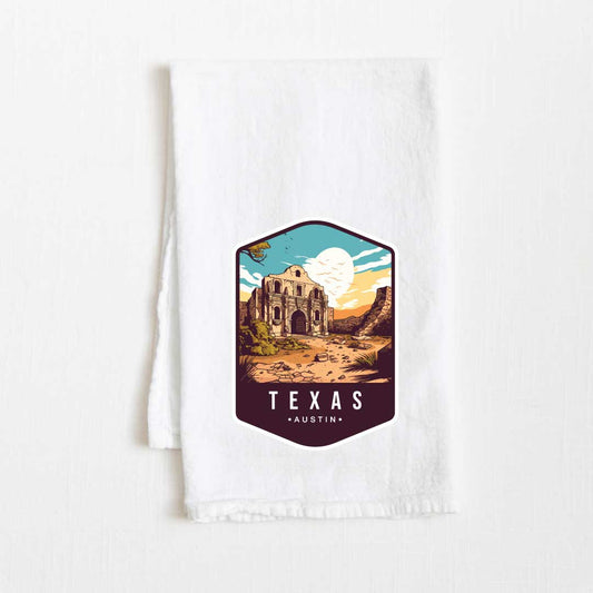 Texas Vintage Illustrated State Flour Sack Kitchen Towel - 36” x 32”