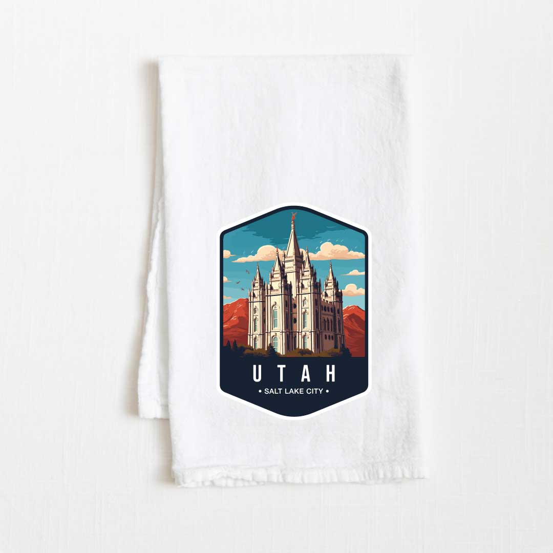 Utah Vintage Illustrated State Flour Sack Kitchen Towel - 36” x 32”
