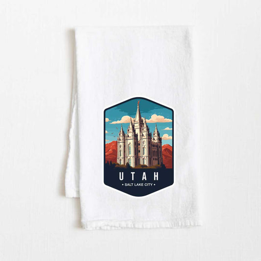 Utah Vintage Illustrated State Flour Sack Kitchen Towel - 36” x 32”