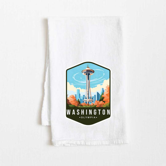 Washington Vintage Illustrated State Flour Sack Kitchen Towel - 36” x 32”