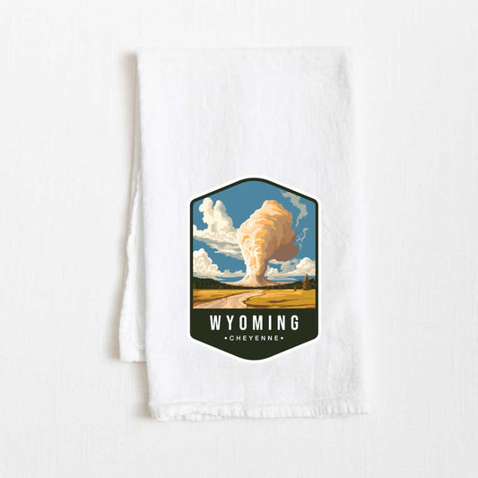 Wyoming Vintage Illustrated State Flour Sack Kitchen Towel - 36” x 32”